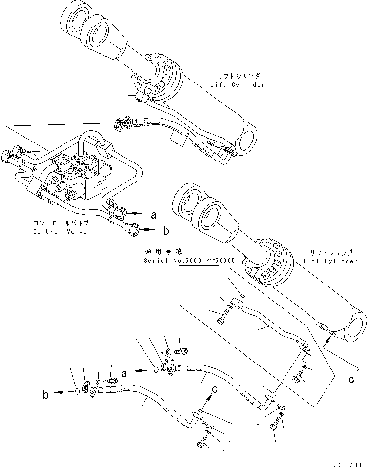 Compactors Komatsu / WF550-3D S/N 50001-UP(wf550-3c) / HYDRAULIC PIPING (LIFT CYLINDER LINE ? 2/2)(180140 : H4200-07A0)