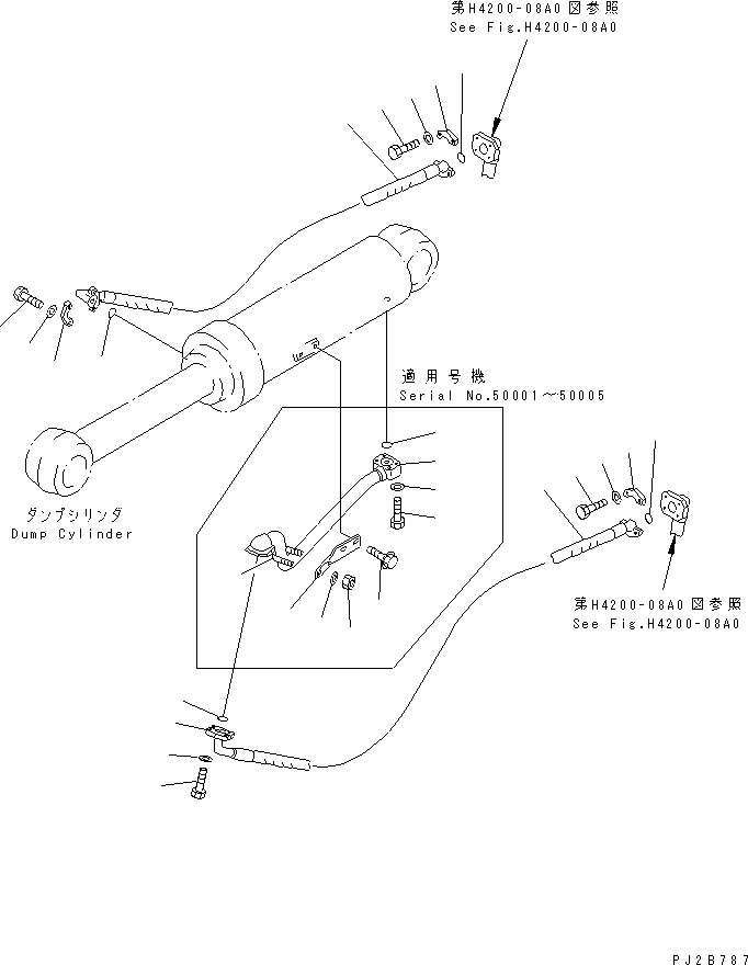 Compactors Komatsu / WF550-3D S/N 50001-UP(wf550-3c) / HYDRAULIC PIPING (DUMP CYLINDER LINE ? 2/2)(180160 : H4200-09A0)