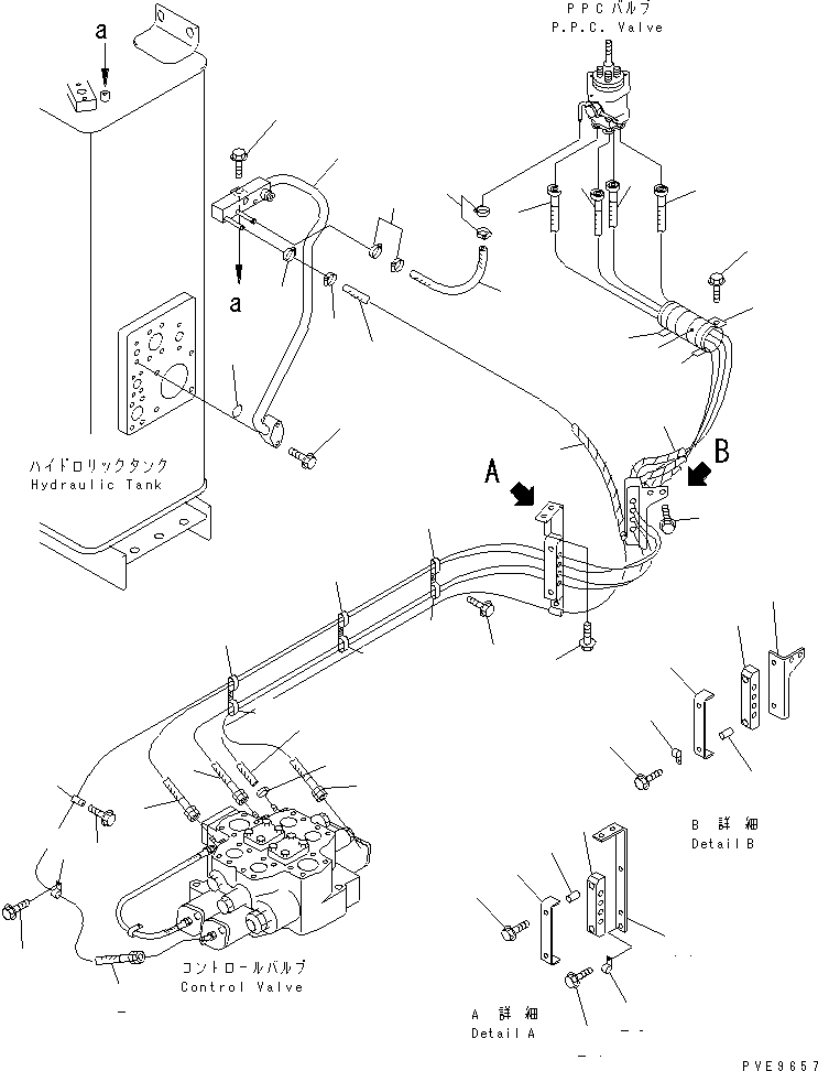 Compactors Komatsu / WF550-3D S/N 50001-UP(wf550-3c) / HYDRAULIC PIPING (P.P.C. VALVE TO CONTROL VALVE AND DRAIN LINE)(180190 : H4200-12A0)