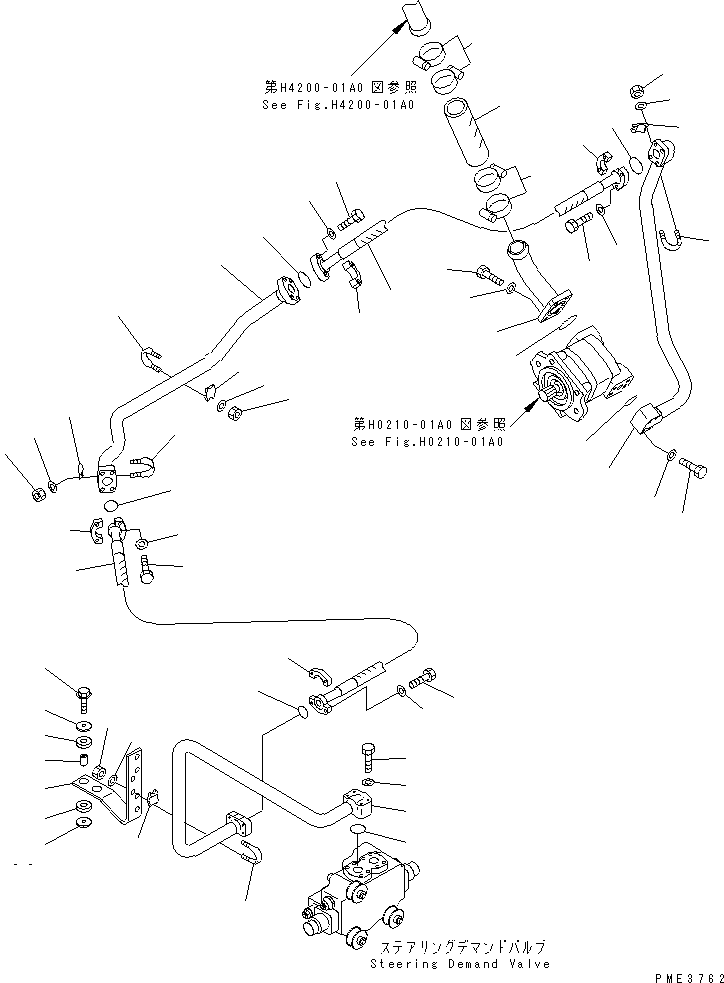 Compactors Komatsu / WF550-3D S/N 50001-UP(wf550-3c) / STEERING HYDRAULIC LINE (SUCTION AND DELIVERY LINE)(180210 : H4410-01A0)