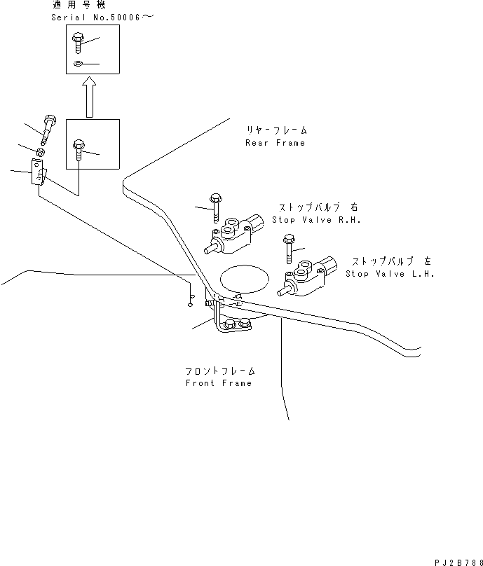 Compactors Komatsu / WF550-3D S/N 50001-UP(wf550-3c) / STEERING HYDRAULIC LINE (STOP VALVE MOUNTING AND STOPPER BOLT)(180260 : H4410-06A0)