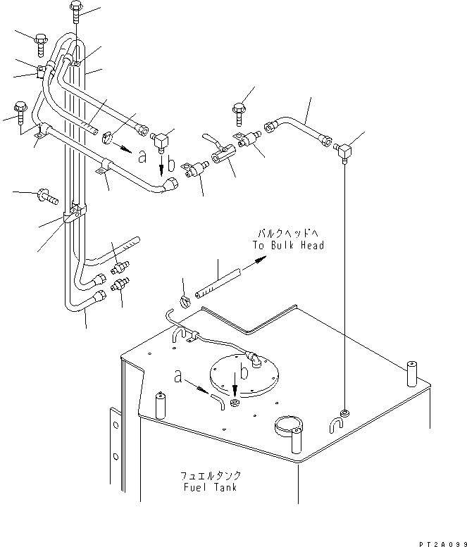 Compactors Komatsu / WF550T-3D S/N 50001-UP (For Komatsu Hanomag (Germany))(wf550t-c) / FUEL TANK (PIPING)(090020 : D0100-02A0)