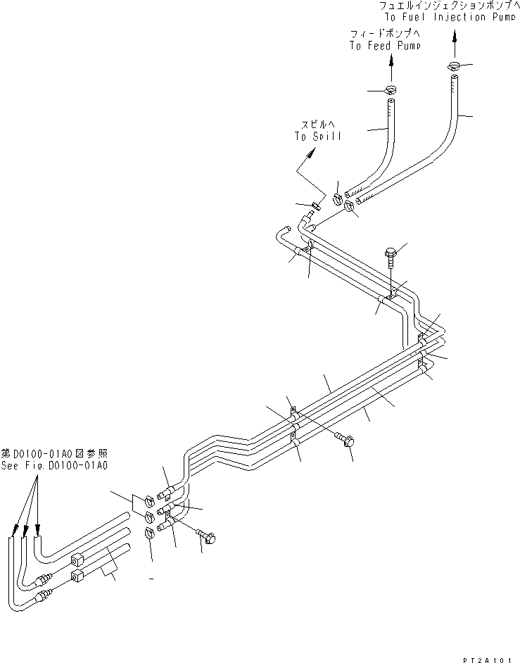 Compactors Komatsu / WF550T-3D S/N 50001-UP (For Komatsu Hanomag (Germany))(wf550t-c) / FUEL PIPING(090040 : D0200-01A0)