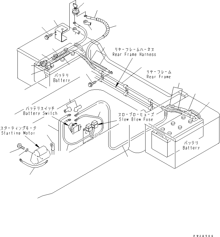 Compactors Komatsu / WF550T-3D S/N 50001-UP (For Komatsu Hanomag (Germany))(wf550t-c) / WIRING HARNESS (BATTERY LINE) (KOHAG)(120100 : E0202-04C0)