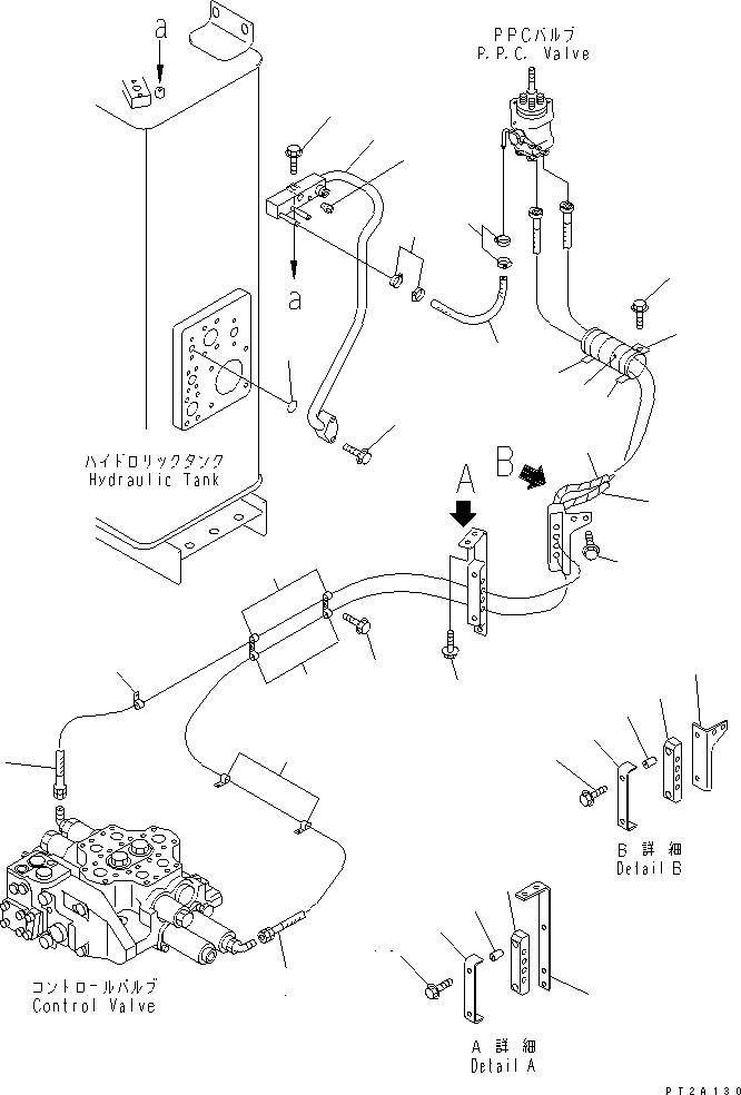 Compactors Komatsu / WF550T-3A S/N 50001-UP(wf550t-r) / HYDRAULIC PIPING (P.P.C. VALVE TO CONTROL VALVE AND DRAIN LINE)(180210 : H4200-10A0)