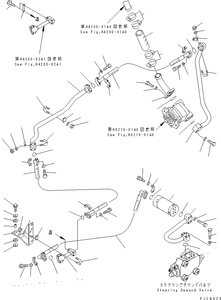 Compactors Komatsu / WF550T-3A S/N 50001-UP(wf550t-r) / STEERING HYDRAULIC LINE (SUCTION AND DELIVERY LINE)(WITH IN-LINE FILTER)(180270 : H4410-01A2)