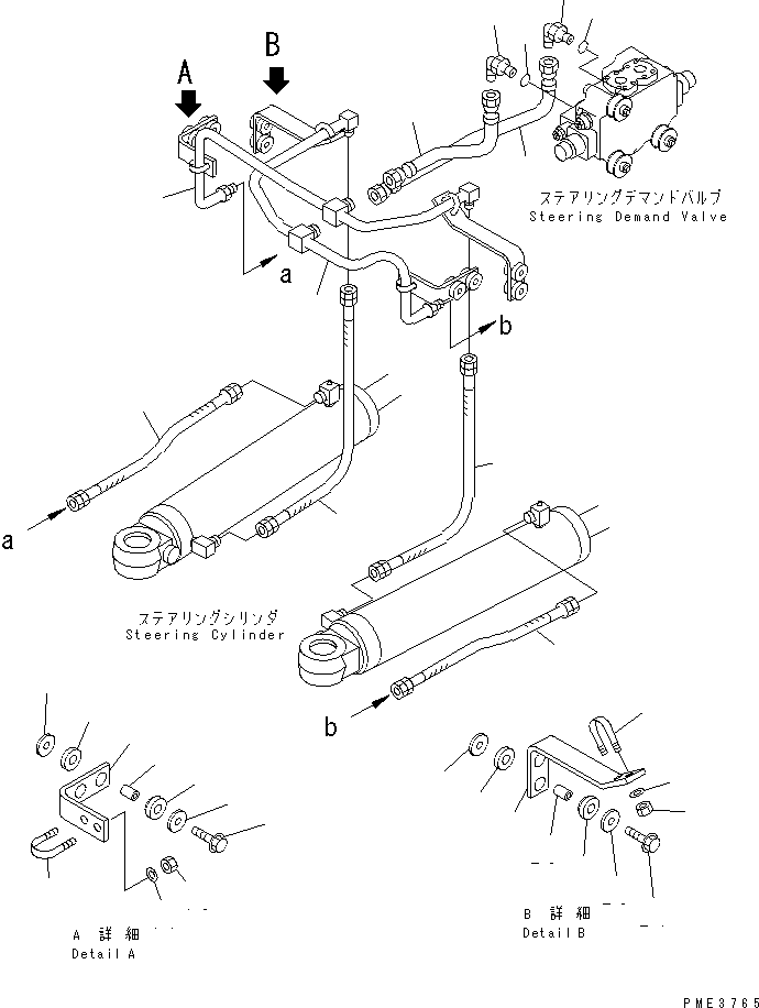 Compactors Komatsu / WF550T-3A S/N 50001-UP(wf550t-r) / STEERING HYDRAULIC LINE (STEERING CYLINDER LINE)(180280 : H4410-02A0)