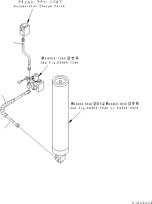 Compactors Komatsu / WF550T-3A S/N 50001-UP(wf550t-r) / BRAKE CONTROL (CHARGE VALVE TO EMERGENCY BRAKE VALVE AND DRAIN)(240810 : K4460-10A0)