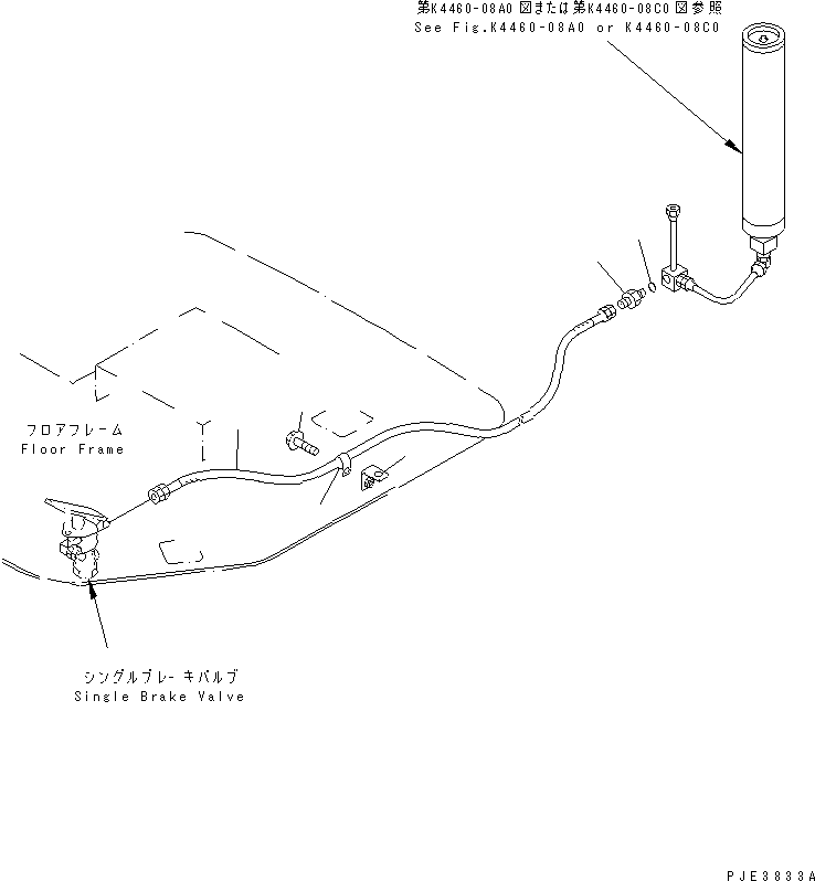 Compactors Komatsu / WF550T-3A S/N 50001-UP(wf550t-r) / BRAKE CONTROL (ACCUMULATOR CHARGE VALVE TO SINGLE BRAKE VALVE)(240820 : K4460-11A0)