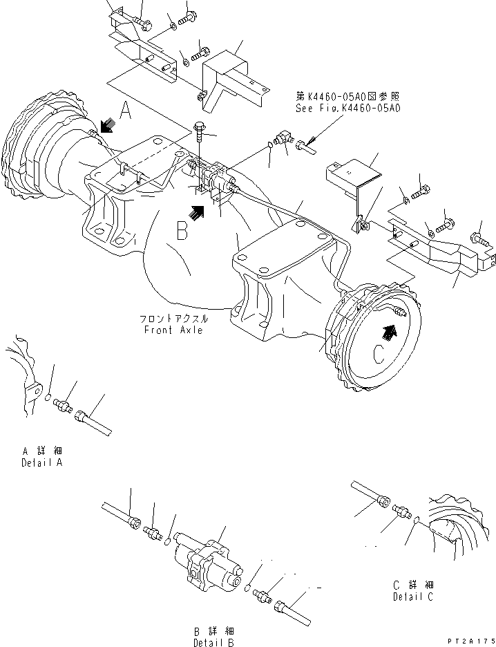Compactors Komatsu / WF550T-3A S/N 50001-UP(wf550t-r) / BRAKE PIPING (FRONT AXLE LINE)(240840 : K4470-01A0)