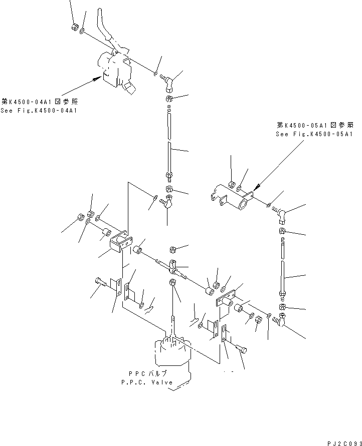 Compactors Komatsu / WF550T-3A S/N 50001-UP(wf550t-r) / LOADER CONTROL (WORK EQUIPMENT CONTROL LINKAGE¤ L.H.) (WITH TILT  DOZER)(#50008-)(240920 : K4500-03A1)