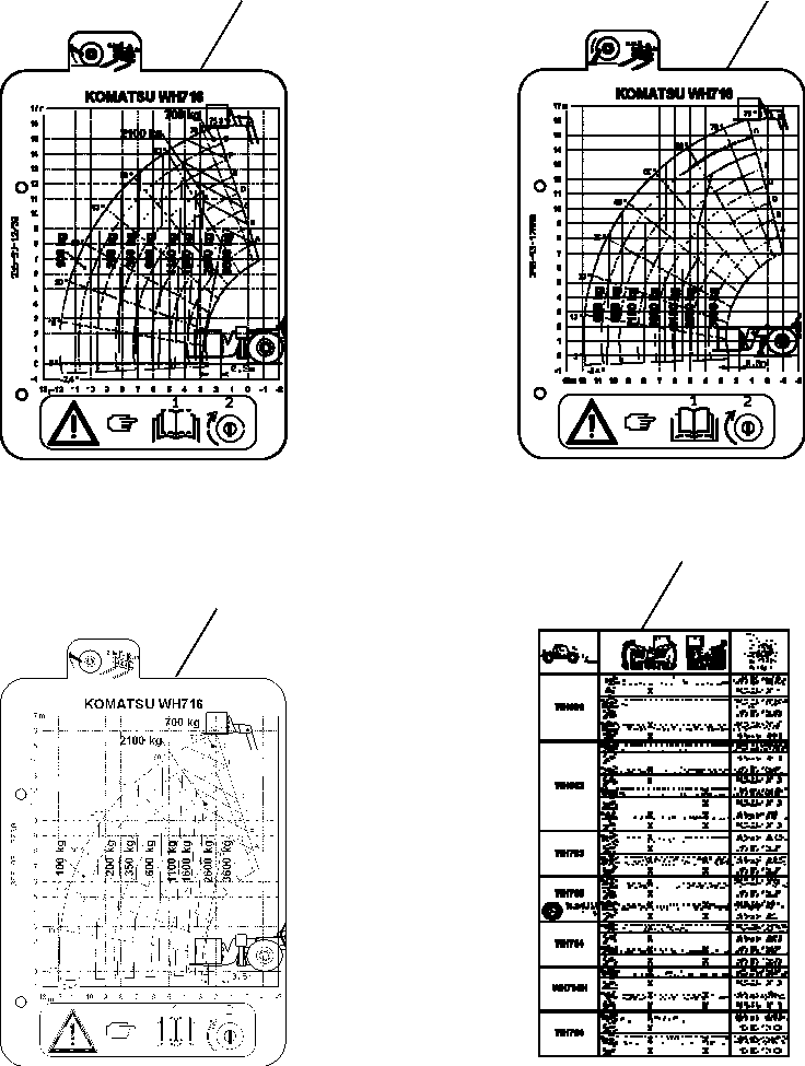 Telescopic Handlers Komatsu / WH713-1 WH714-1 WH714H-1 WH716-1 S/N 395F70241-Up(wh7_1) / LOAD CHART (SIDE-SHIFTING FORK) (WH716)(H-0420 : 9410)