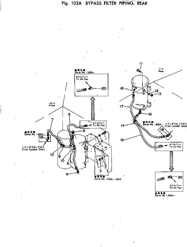 Scrappers Komatsu / WS16-2 S/N 1008-UP(ws16-2r) / BYPASS FILTER PIPING (REAR)(030030 : 102A)