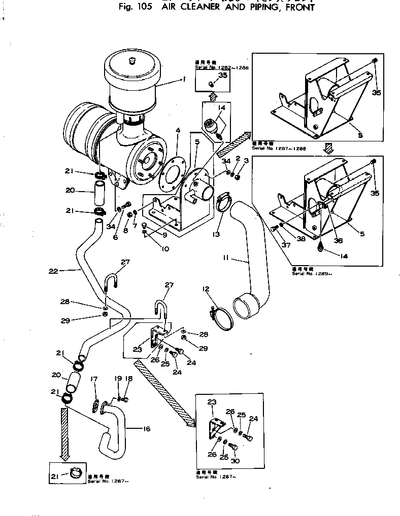 Scrappers Komatsu / WS16-2 S/N 1008-UP(ws16-2r) / AIR CLEANER AND PIPING (FRONT)(030060 : 105)
