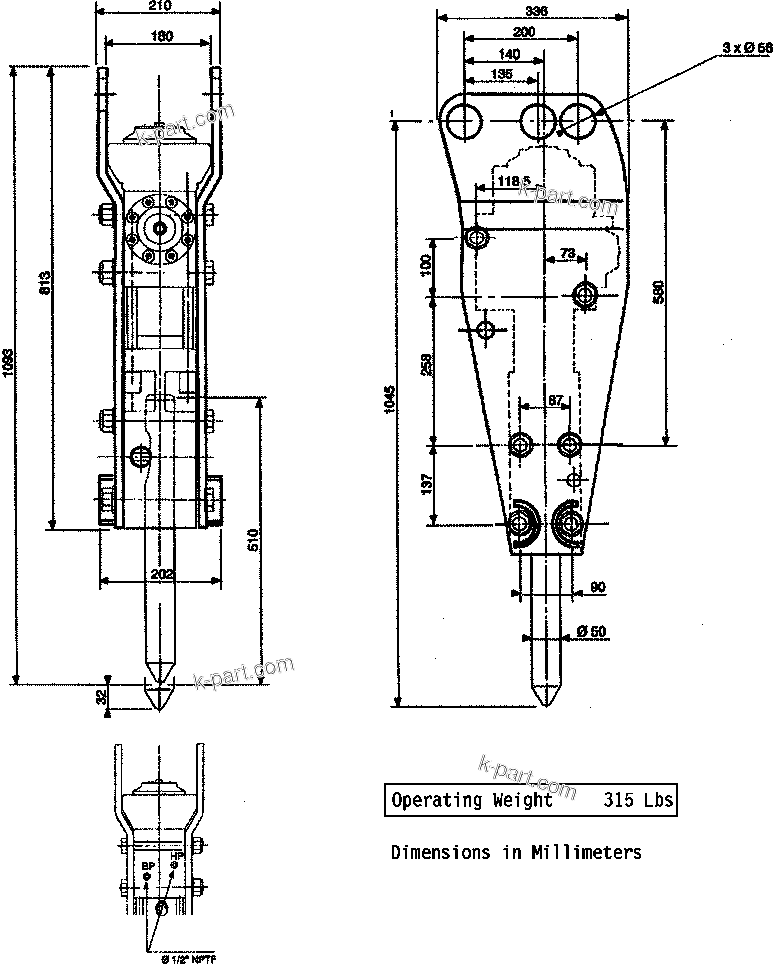零件分解图：目录章节 — JPB130 HYDRAULIC BREAKER S/N ALL