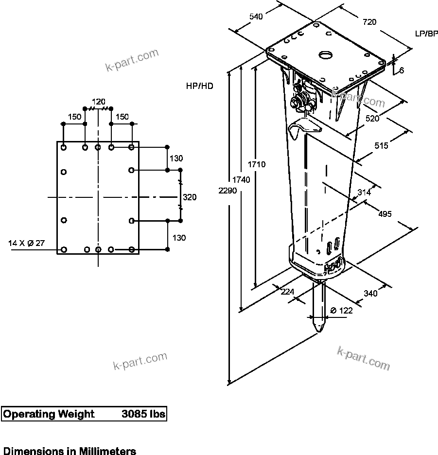 零件分解图：目录章节 — JPB2200V HYDRAULIC BREAKER S/N ALL