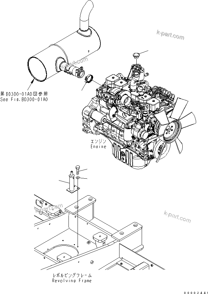 零件分解图：发动机相关零件 — PW220-7K S/N K40001-UP